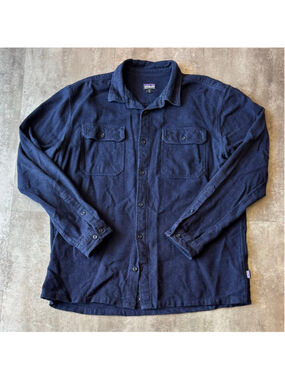 Patagonia Fjord Flannel Button Up Shirt Mens XL Navy Blue